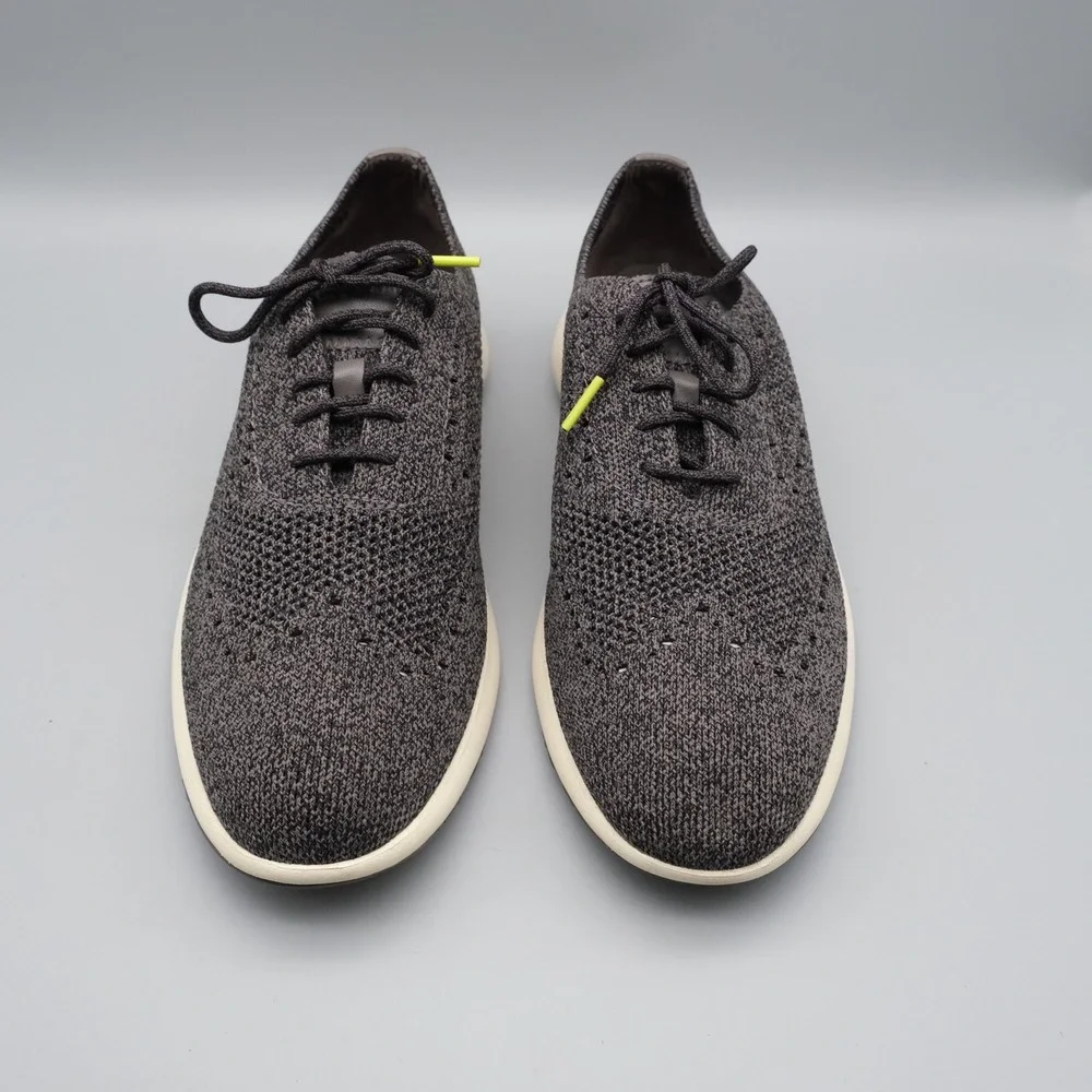 Cole Haan Grand Troy Knit Oxford Mens Grey Lime Knit Wingtip Sneaker 10